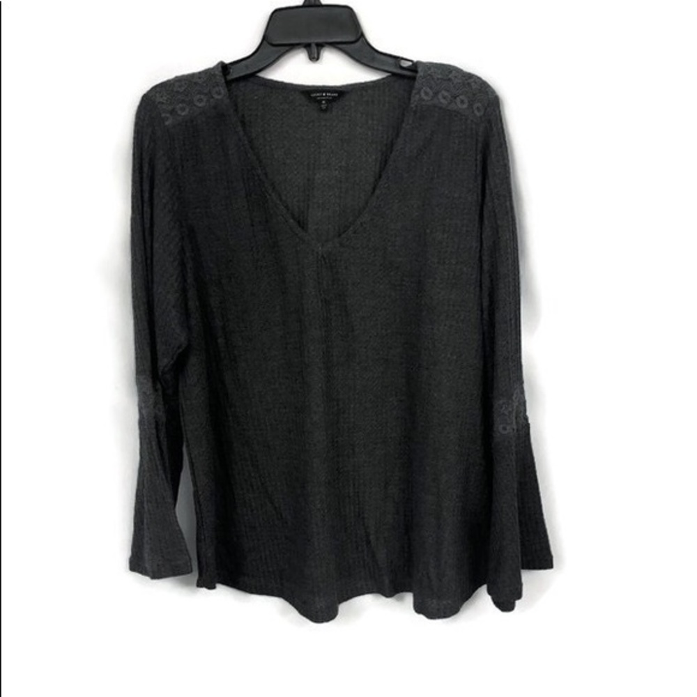 LUCKY BRAND PEASANT WAFFLE DEEP V NECK TOP 1X